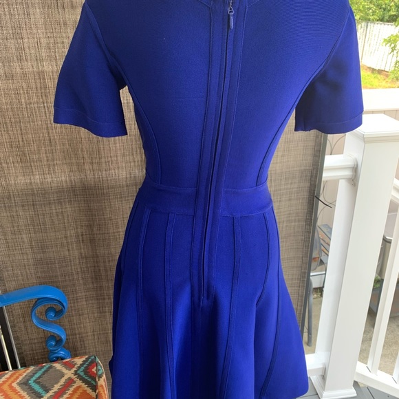 Cobalt Blue Ribbed Flared Sweater Dress - Picture 3 of 7